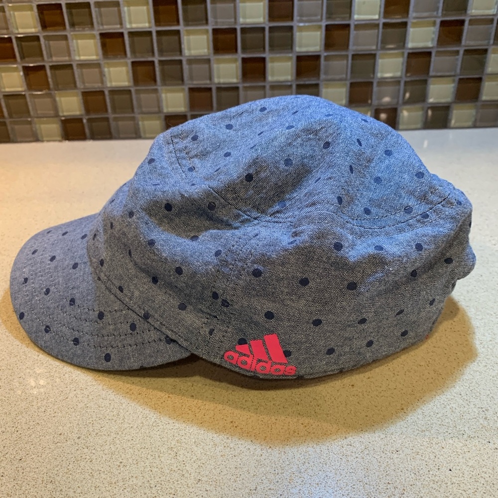 ADIDAS Denim Style Polka Dot Cap with Pink Logo